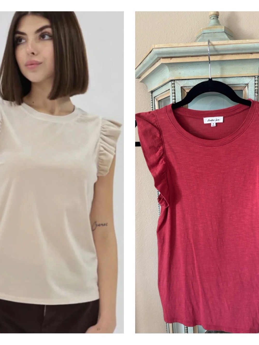 Another Love Red rust  Ruffle Sleeve Tank